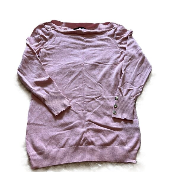 Le Chateau Pink Knit Boat Neck Sweater - Picture 2 of 3